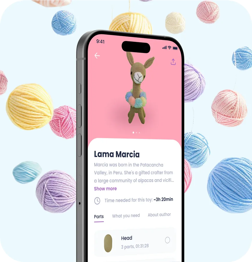 A creator's pattern open in the Crochet app